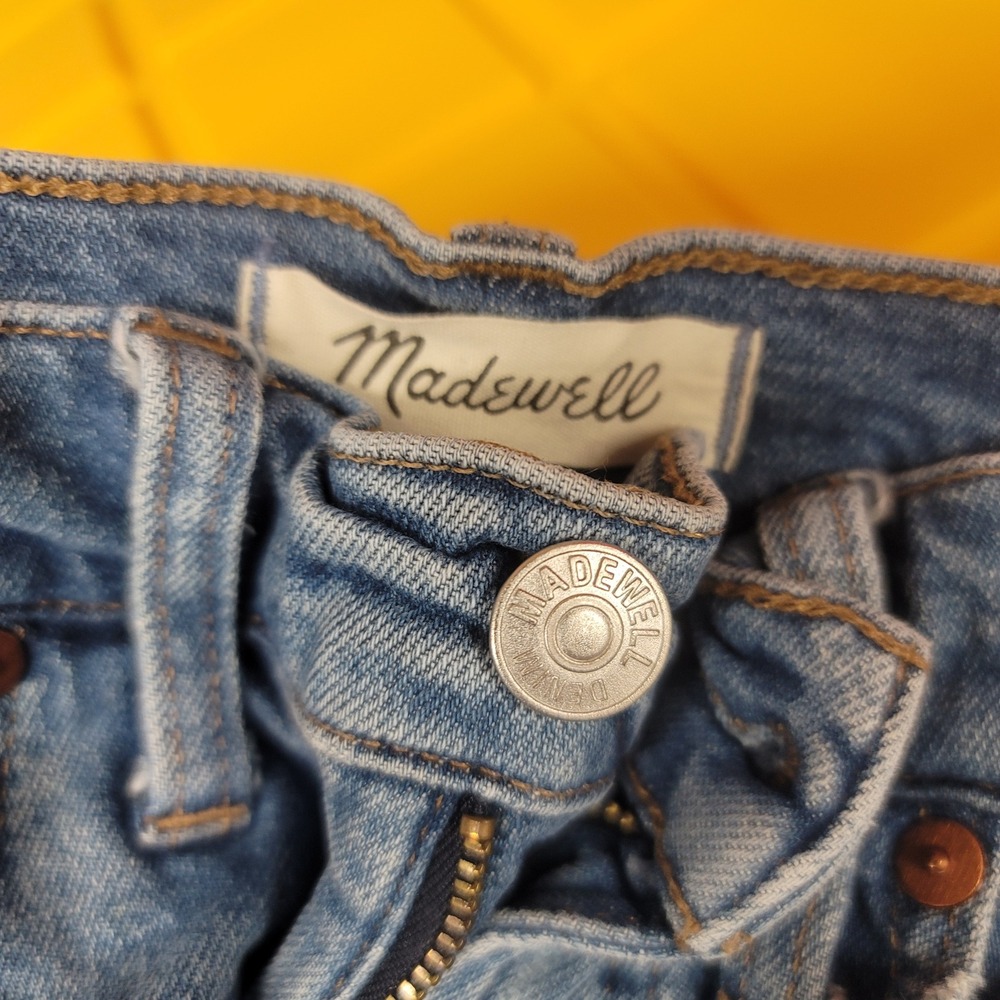 Madewell‎ The Perfect Vintage Jean Distressed High Waist Straight Mom Blue 26P